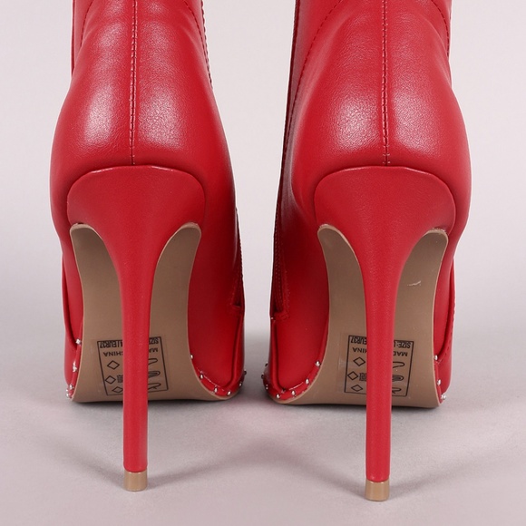 Bad Habits - Red Studded Ankle Booties - Picture 4 of 4